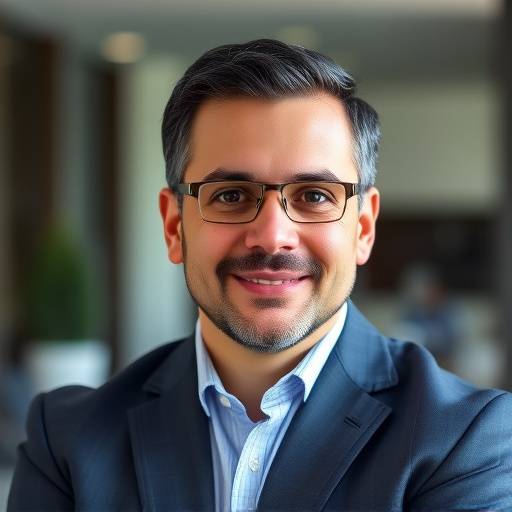 Foto de Pedro Almeida, consultor sênior e especialista em entrevistas comportamentais da Domine Entrevistas, em uma pose profissional