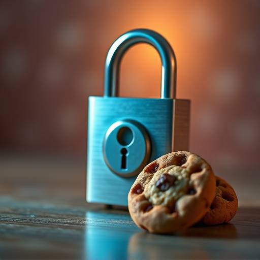 Imagem ilustrativa mostrando um cadeado e biscoitos, simbolizando seguranäa e cookies