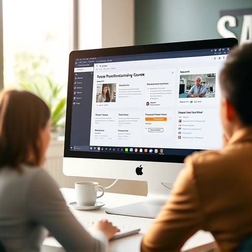 Uma tela de computador mostrando um software de gestão de recrutamento sendo usado em um curso